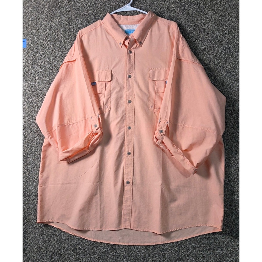 Tuna Fishing Shirt Mens 4XL Peach Excellent Condition Vented Back Long Sleeve